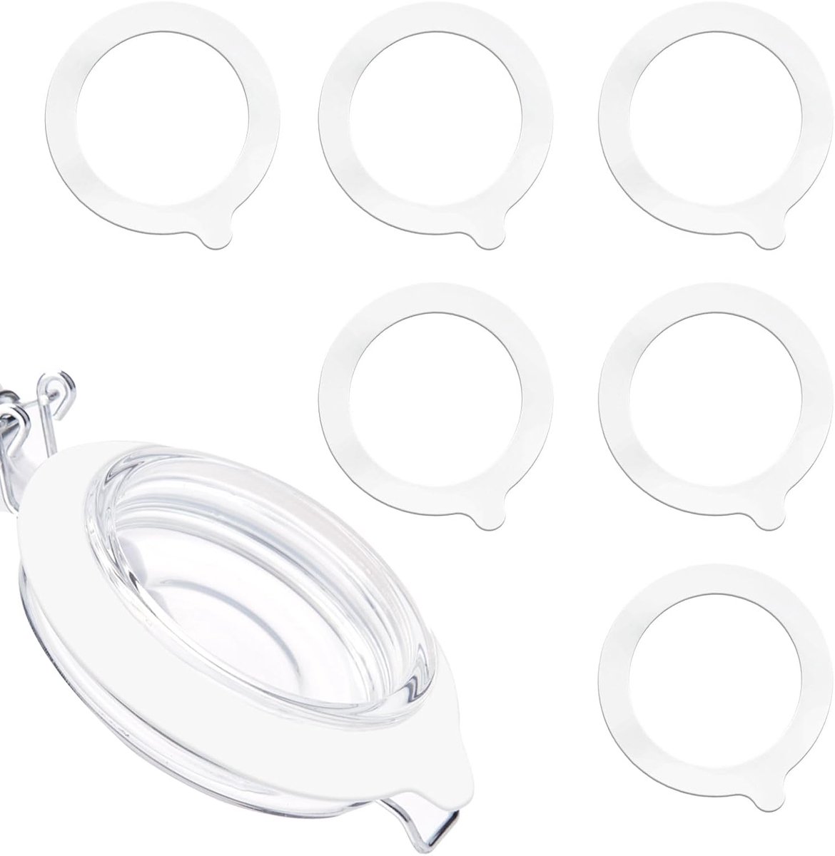 6 Stuks Siliconen Afdichtingen voor Weckpotten, 9,5cm Siliconen Luchtdichte Afdichtingen Lekvrije Vervangende Afdichtingsringen voor Mason Regular Mouth Glazen Weckpotten (Wit)