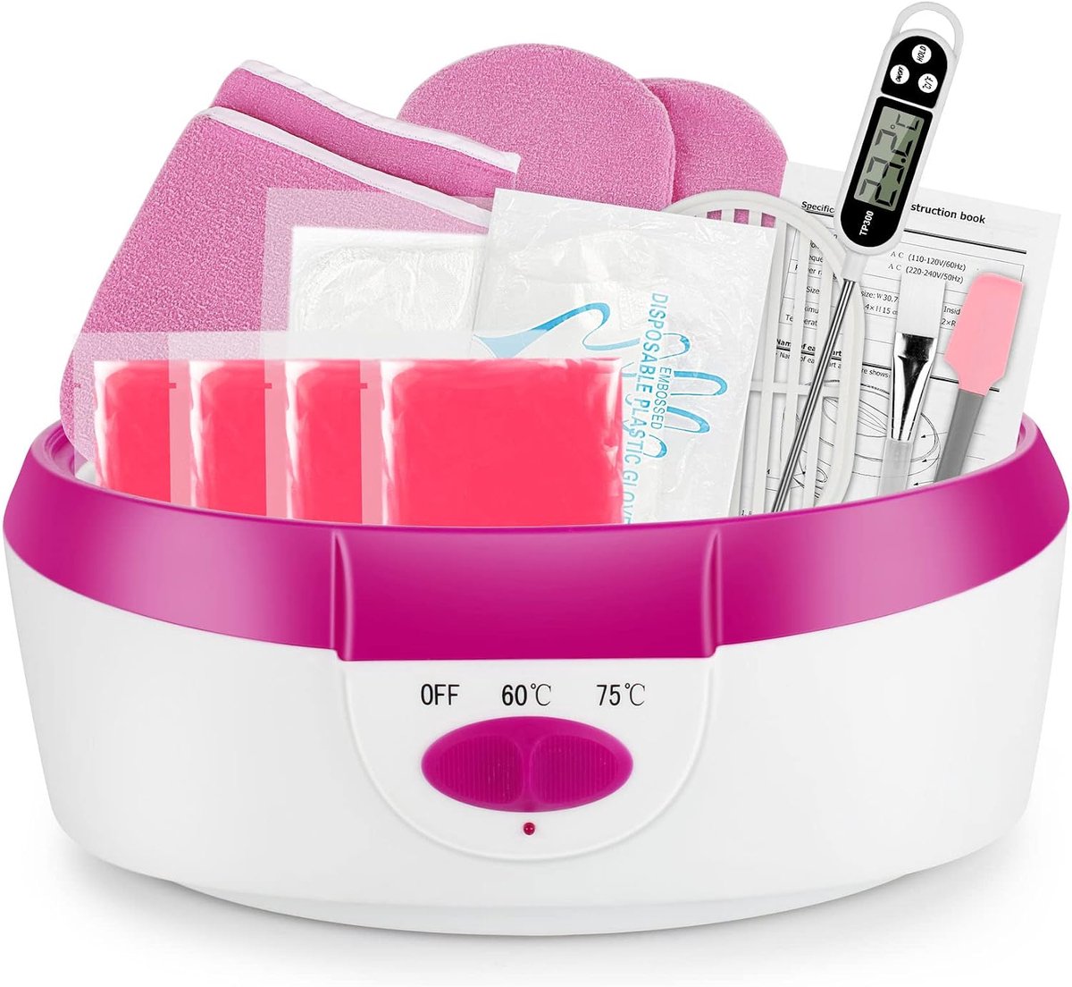 Paraffinebaden wasbad voor handen en voeten, Forever Speed paraffine wasbad voor handen en voeten apparaat 265W, elektrisch wasbad met paraffinewas set roze