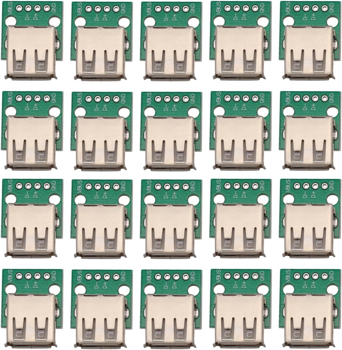 USB 2.0 A bus naar DIP 4-pins converter adapter breakout board 2,54 mm PCB converter voor DIY voeding (20 stuks)