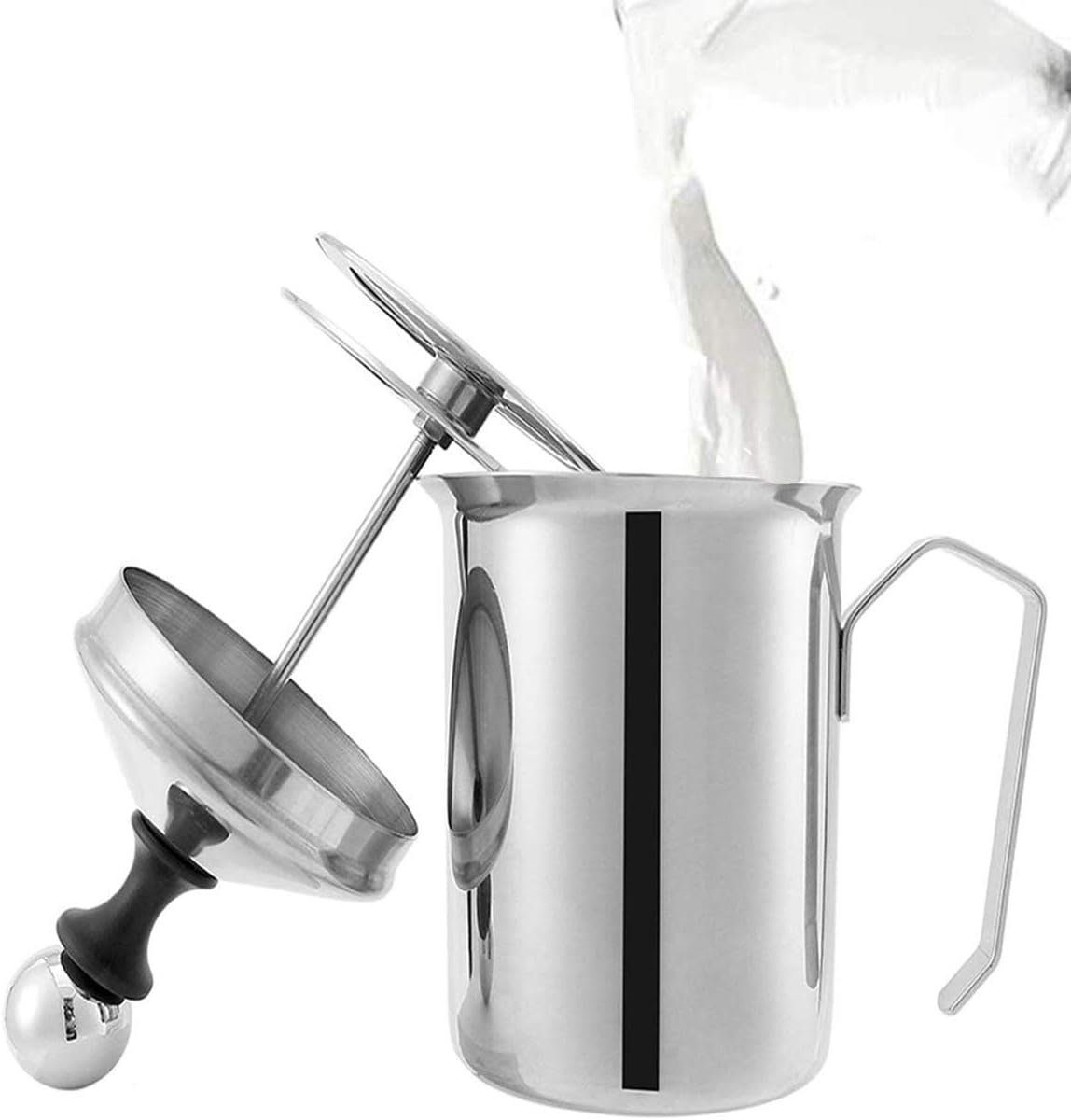 800ML Rvs Melkopschuimer Hand Pomp Creamer voor Warme Chocolade Koffie Latte Cappuccino
