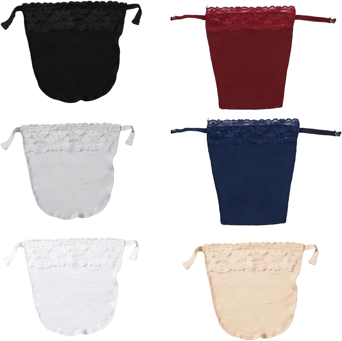 6 Stuks Kant Clip-On Mock Camisole Inserts, Anti-Inkijk Cleavage Cover Panels voor Jurken en Tops met Lage decolleté, One Size