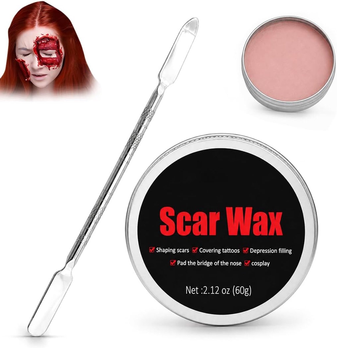 60g Littekens Wax Stick, Tweekleurige Corrector Wax Speciale Effecten, Realistische Horror Littekens, Voor Nepwonden en Halloween Make-up