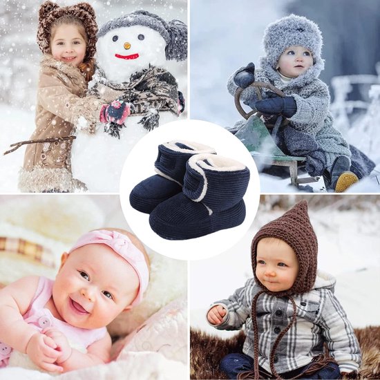 Pasgeborenen fleece bootie, winter warme antislip zachte zool winterschoenen sok schoenen schattige verstelbare kruipschoenen prewalker laarzen voor meisjes jongens peuters maat 0-18 maanden