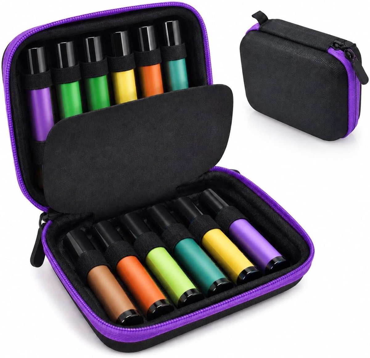 Tas voor etherische oliën met 12 vakken, EVA-harde reisorganizer voor 5 ml en 10 ml flessen, perfect voor reizen of dagelijks gebruik