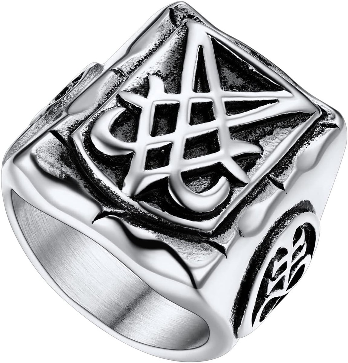 Herenring satan roestvrij staal/18k verguld pentagram ringen Satanic Lucifer Ring Satanridder Vintage Retro vingerring modesieraden voor mannen