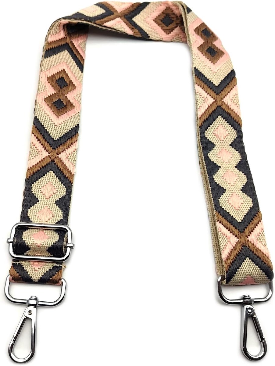 Schouderriem voor Tassen Verstelbare Tasriemen voor Schoudertassen, Schouderriem Tas met Zilver Gespen, Brede Tasriemen Vervanging 3.8cm voor Dames Crossbody, Handtassen, Grijs-Khaki-Roze, #3