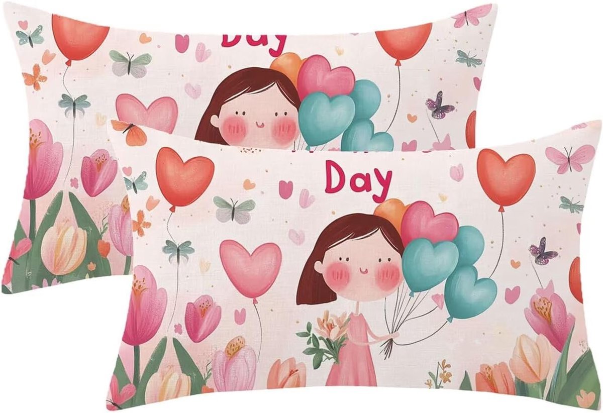 60 x 80 cm, 2 stuks, Moederdag, kussensloop als motief, fluweel, kussensloop met onzichtbare ritssluiting, kussensloop voor huisdecoratie, cadeau voor dames, model 873
