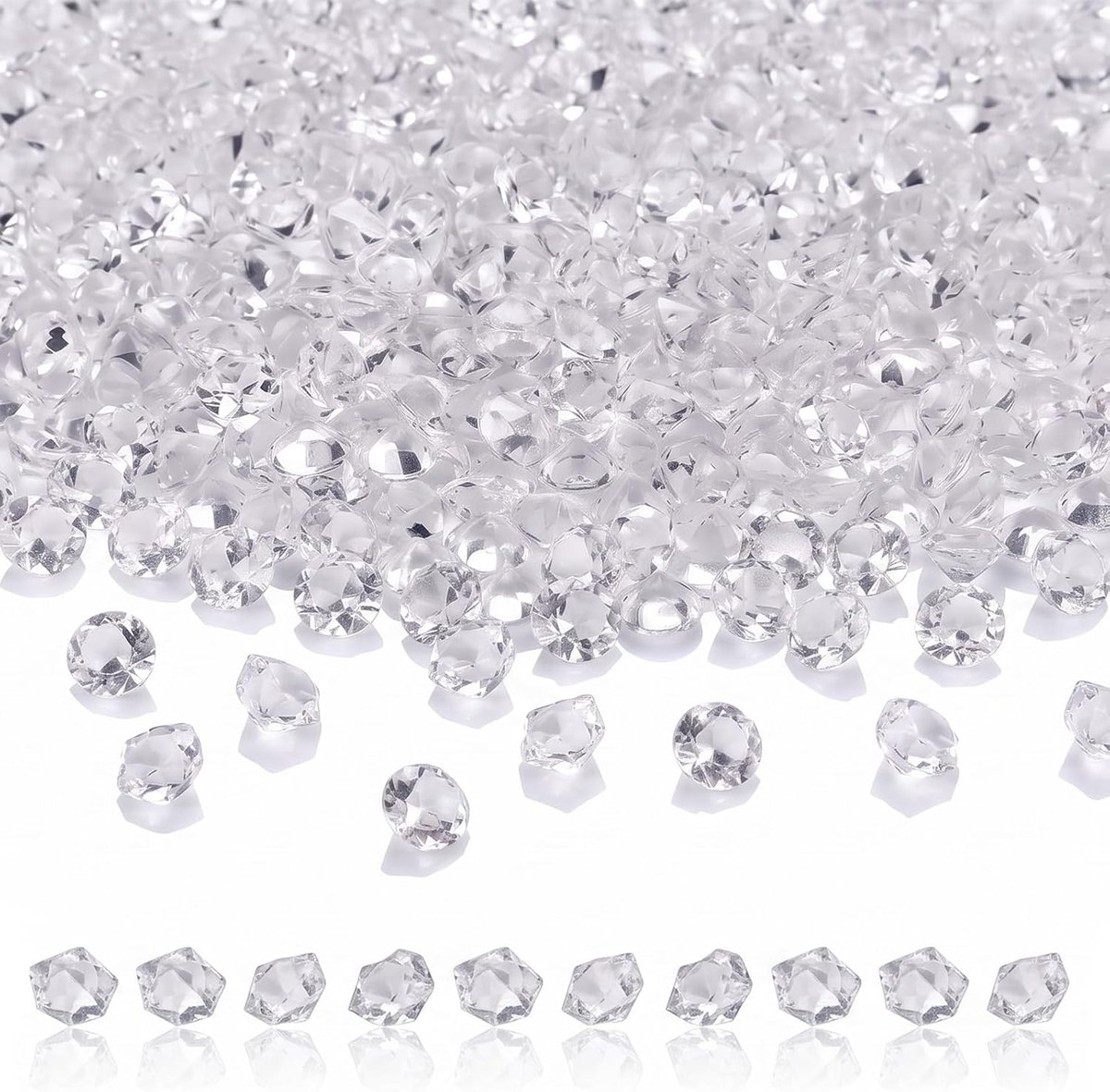 1200 heldere acrylstenen, 3 maten: 5 x 7 mm, 6 x 9 mm en 11 x 14 mm