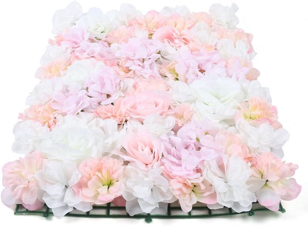 Kunstbloemenwand, rozenwand, 40 x 60 cm, bruiloft, straat, achtergrond, bloemenwand, bruiloft, kunstbloemen, paneel, decoratie voor bruiloft, tuin, woondecoratie (8 stuks, roze)