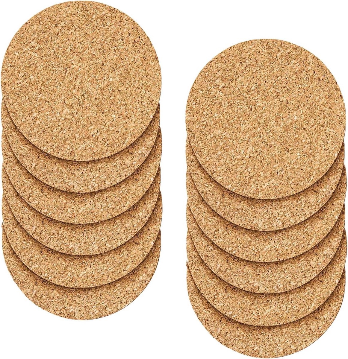 Kurk, 12 stuks onderzetters van natuurlijke kurk, ronde absorberende onderzetters voor salontafel, antislip kurkmatten voor keuken, aanrecht, bureau en outdoor tuintafelbeschermers