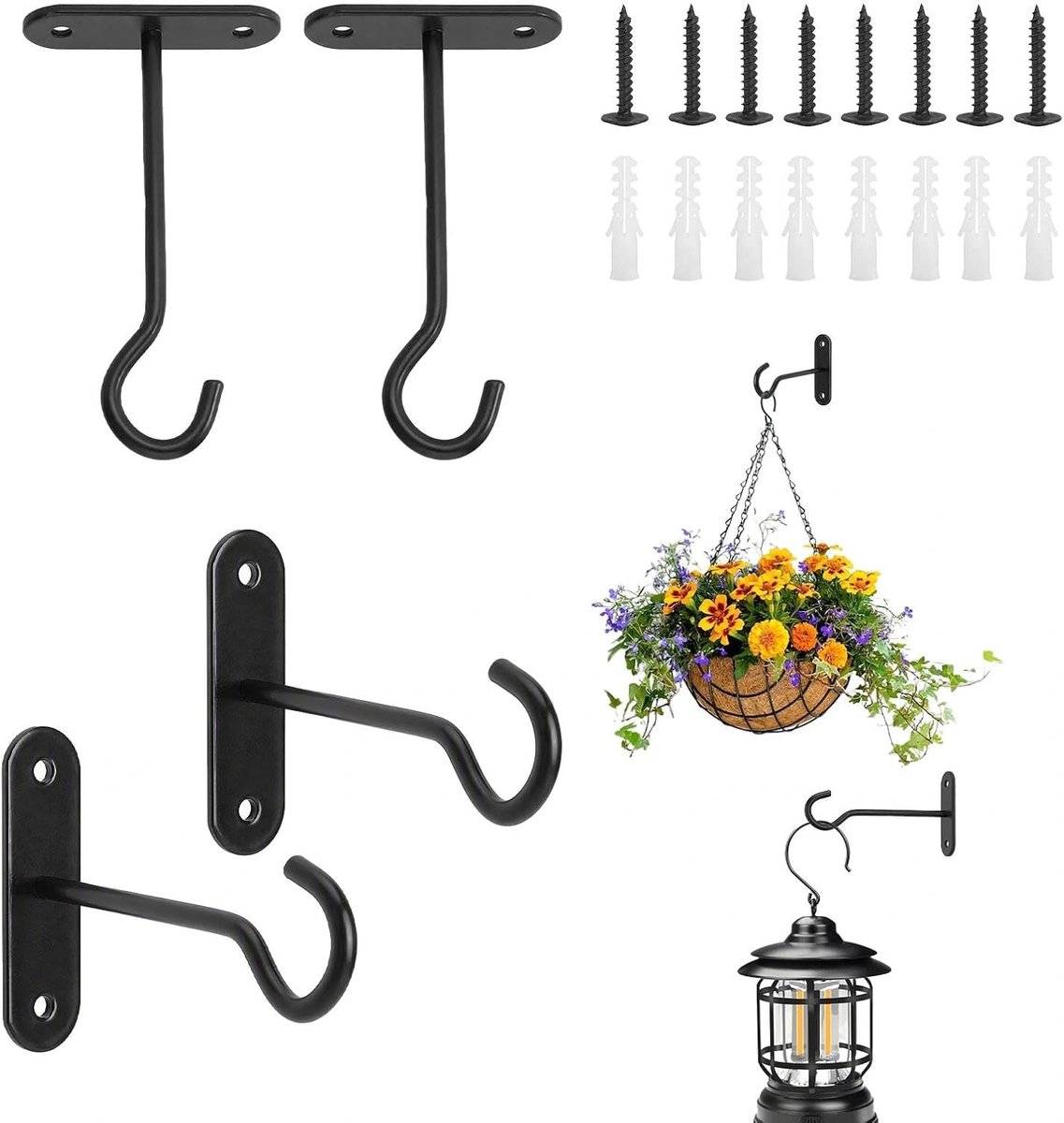 4 stuks ophanghaken voor hangende plantenhangers, wandhaken, haken voor