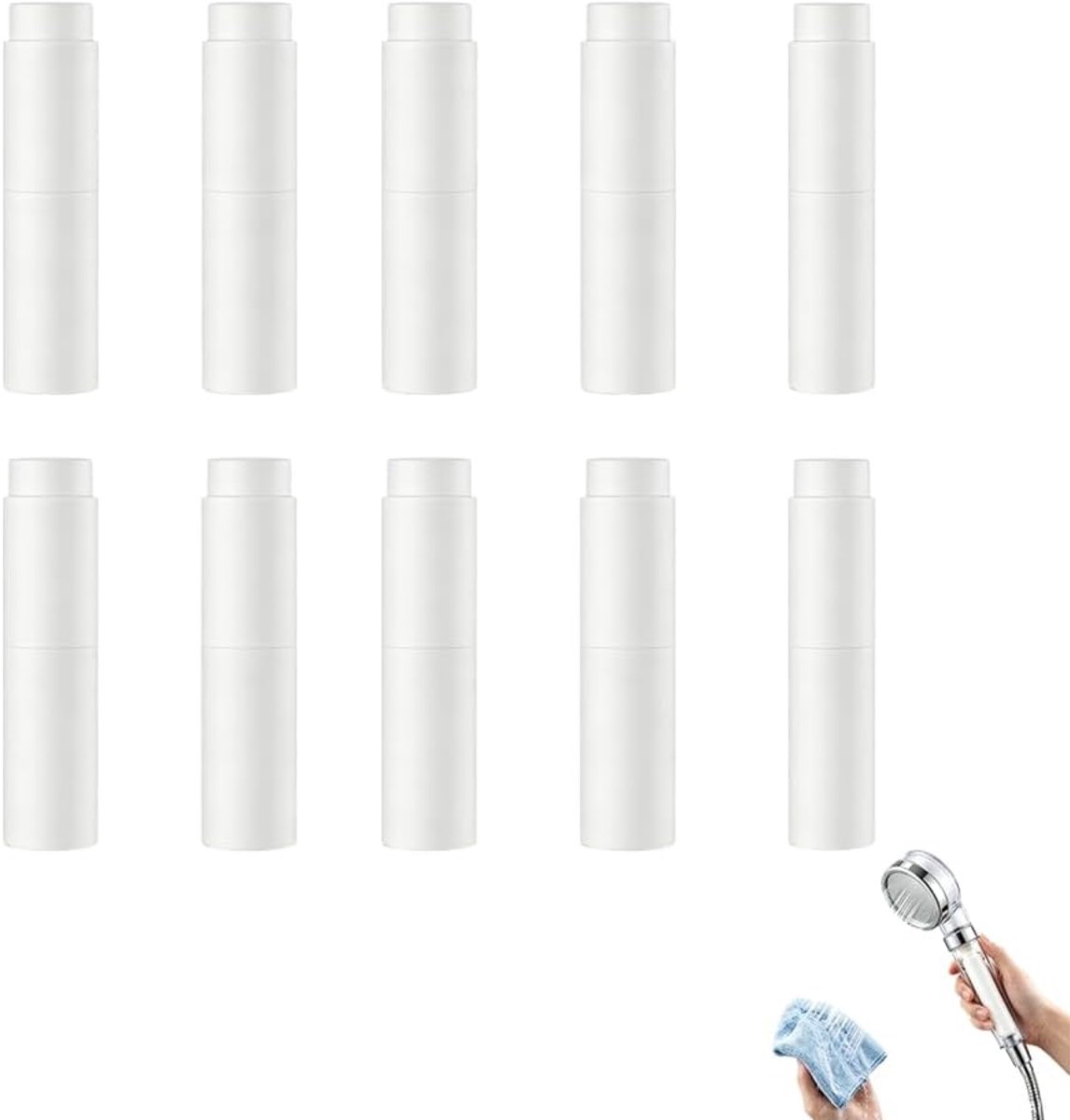 Douchekopfilterset, 10 stuks PP-katoenen filterpatronen voor handdouche, sedimentpatroon voor douchefilter, voor hard water, badkamer, woning, hotel