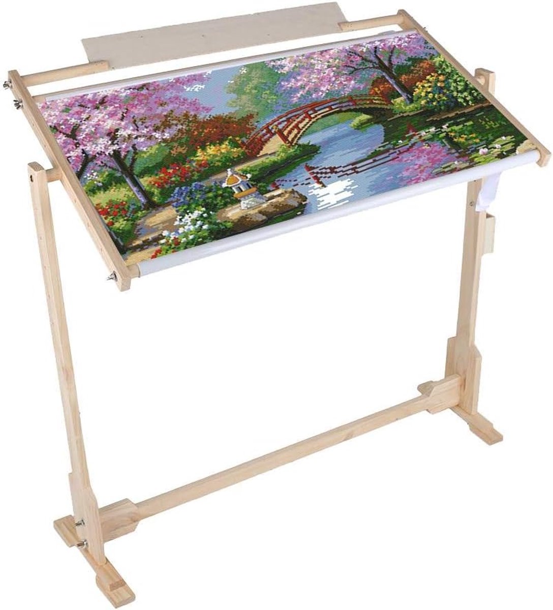 Cross Stitch Frame Stand - 80cm verstelbaar houten borduurstand - 5 hoogtes - ideaal voor handwerk - ShopVlot
