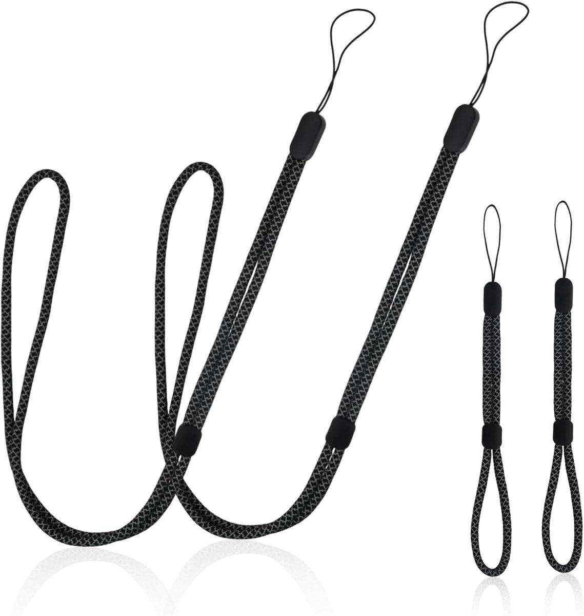 Mobiel telefoon lanyard 4 stuks - verstelbaar wrist strap - zwart - ideaal voor camera en andere draagbare items - ShopVlot