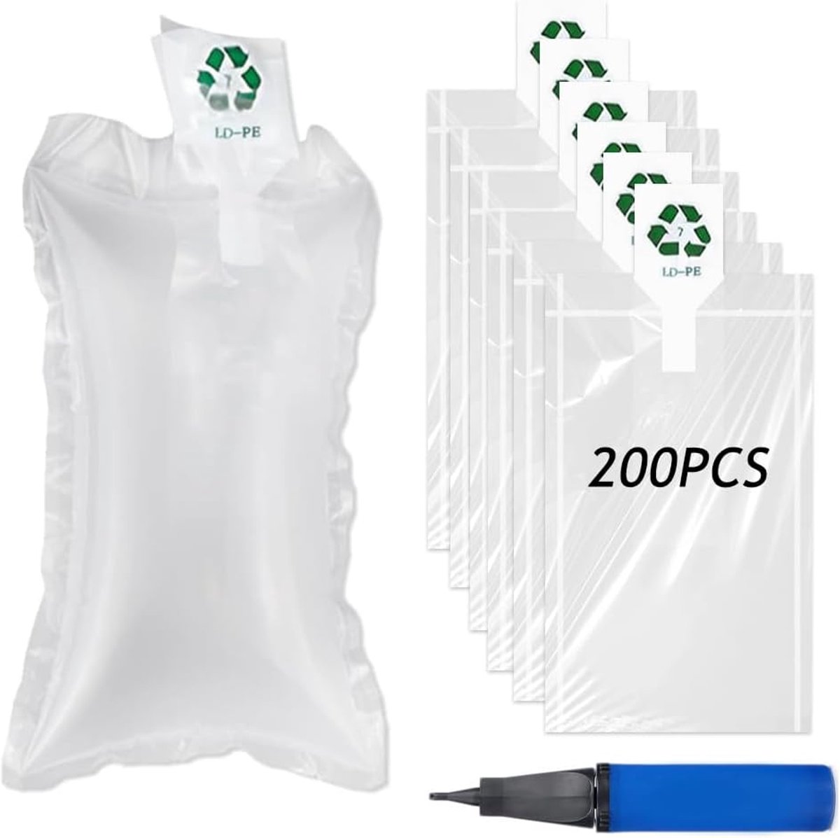 Luchtkussen met luchtpomp - 200 stuks luchtkussens - PE materiaal - perfecte bescherming voor verzending - ShopVlot
