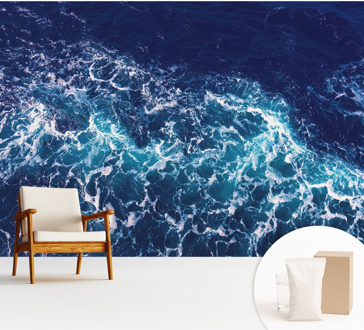 Wallfluent Fotobehang - Marine Vliesbehang - 312x219 cm - Zeegolven Fotobehang Vlies - Hal behang Landschappen - Muurschildering - Hal behang