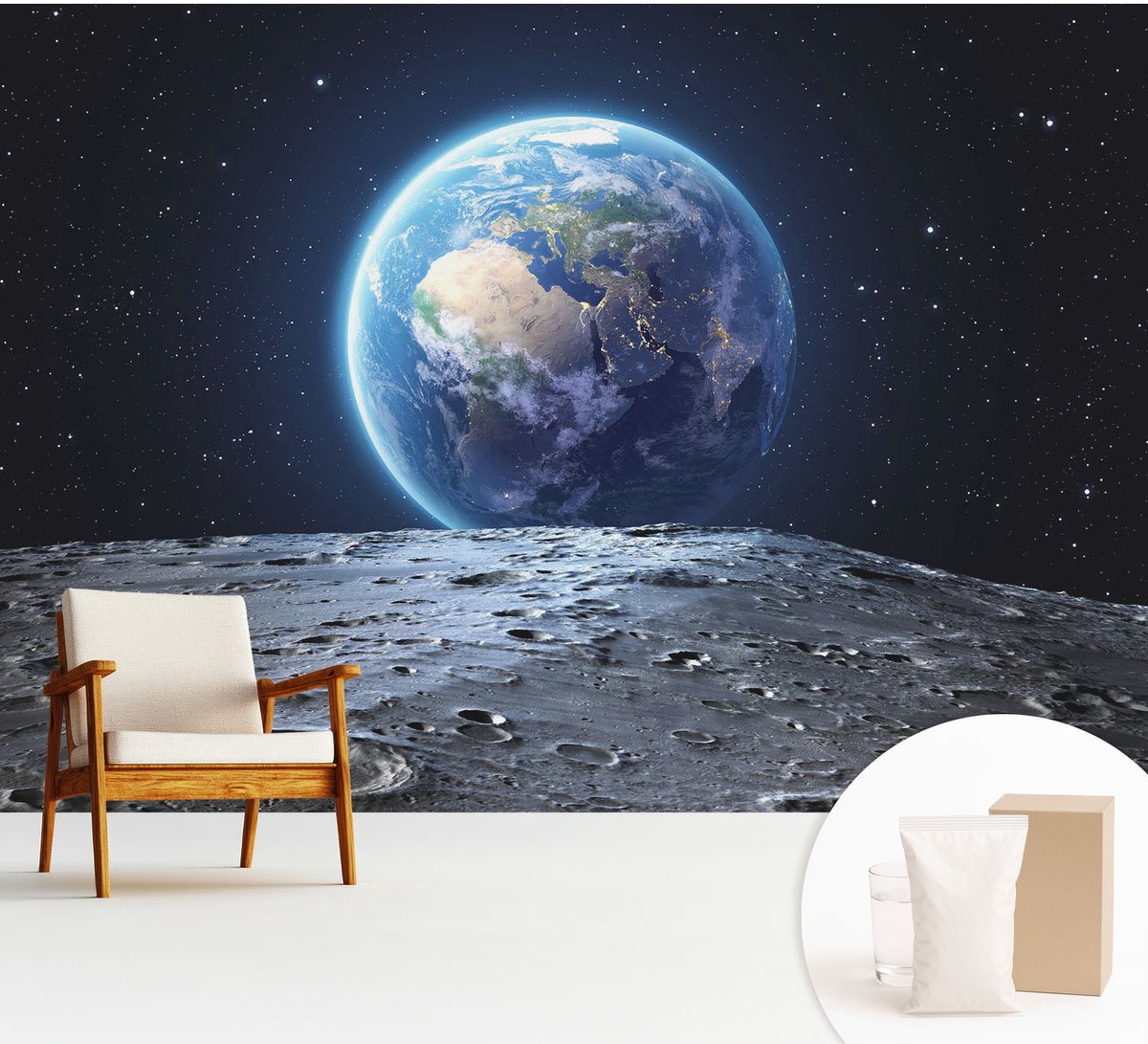 Wallfluent Fotobehang - Zwart Vliesbehang - 312x219 cm - Kosmisch Panorama Muurschildering - Slaapkamer behang Kosmos - Fotobehang Vlies - Slaapkamer behang