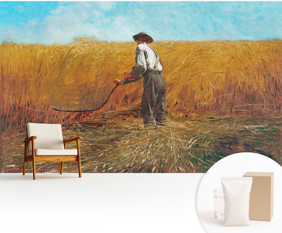 Wallfluent Fotobehang - Geel Vliesbehang - 416x254 cm - Oogst In De Zon Fotobehang Vlies - Hal behang Deel - Muurschildering - Hal behang