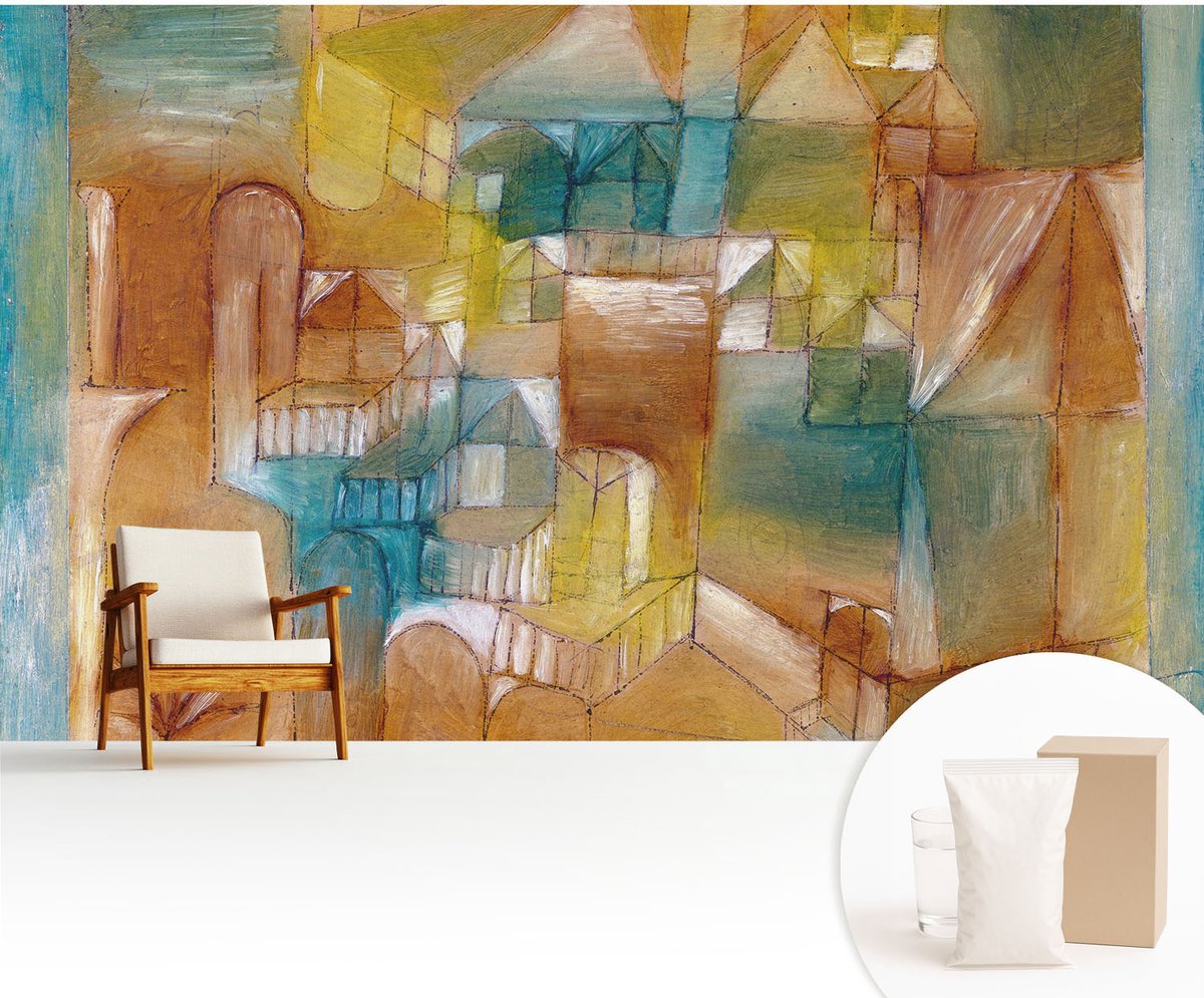 Wallfluent Fotobehang - Bruin Vliesbehang - 416x254 cm - Geometrische Structuren Muurschildering - Gang behang Abstractie - Fotobehang Vlies - Gang behang