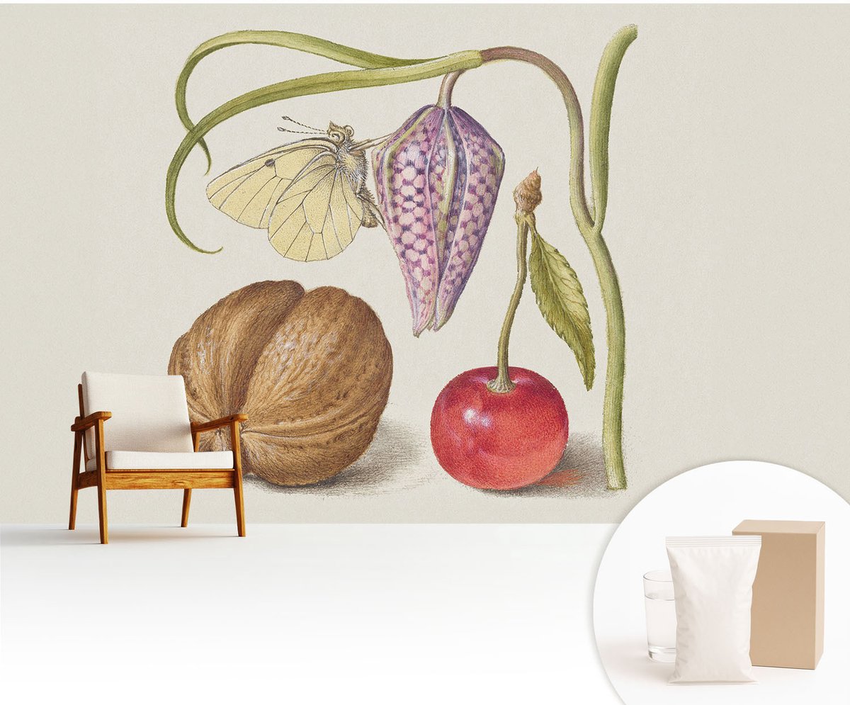 Wallfluent Fotobehang - Romig Vliesbehang - 416x254 cm - Vlinderplant Muurschildering - Gang behang Bloemen En Planten - Fotobehang Vlies - Gang behang