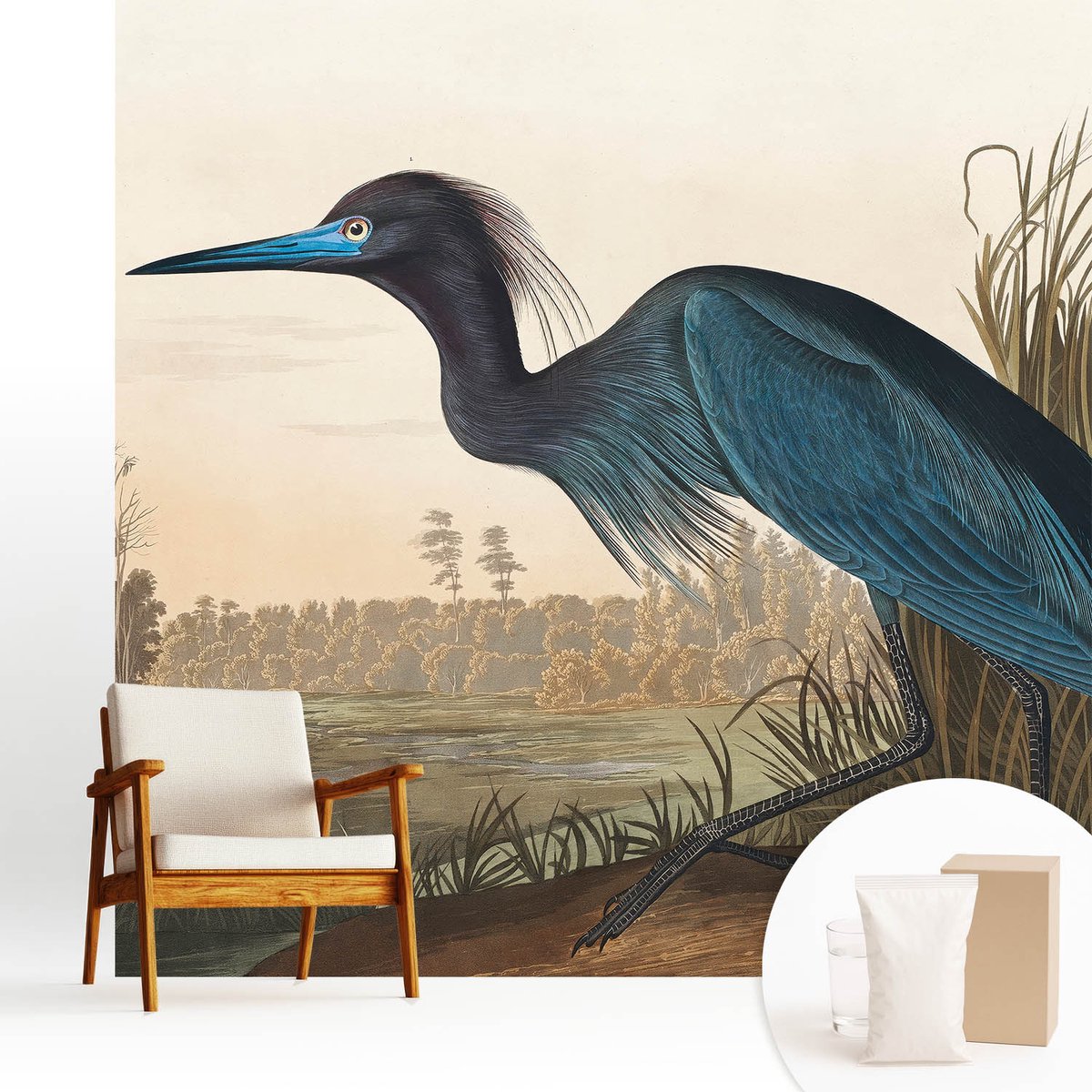 Wallfluent Fotobehang - Groente Vliesbehang - 250x250 cm - Watervogels Fotobehang Vlies - Woonkamer behang Dieren - Muurschildering - Woonkamer behang