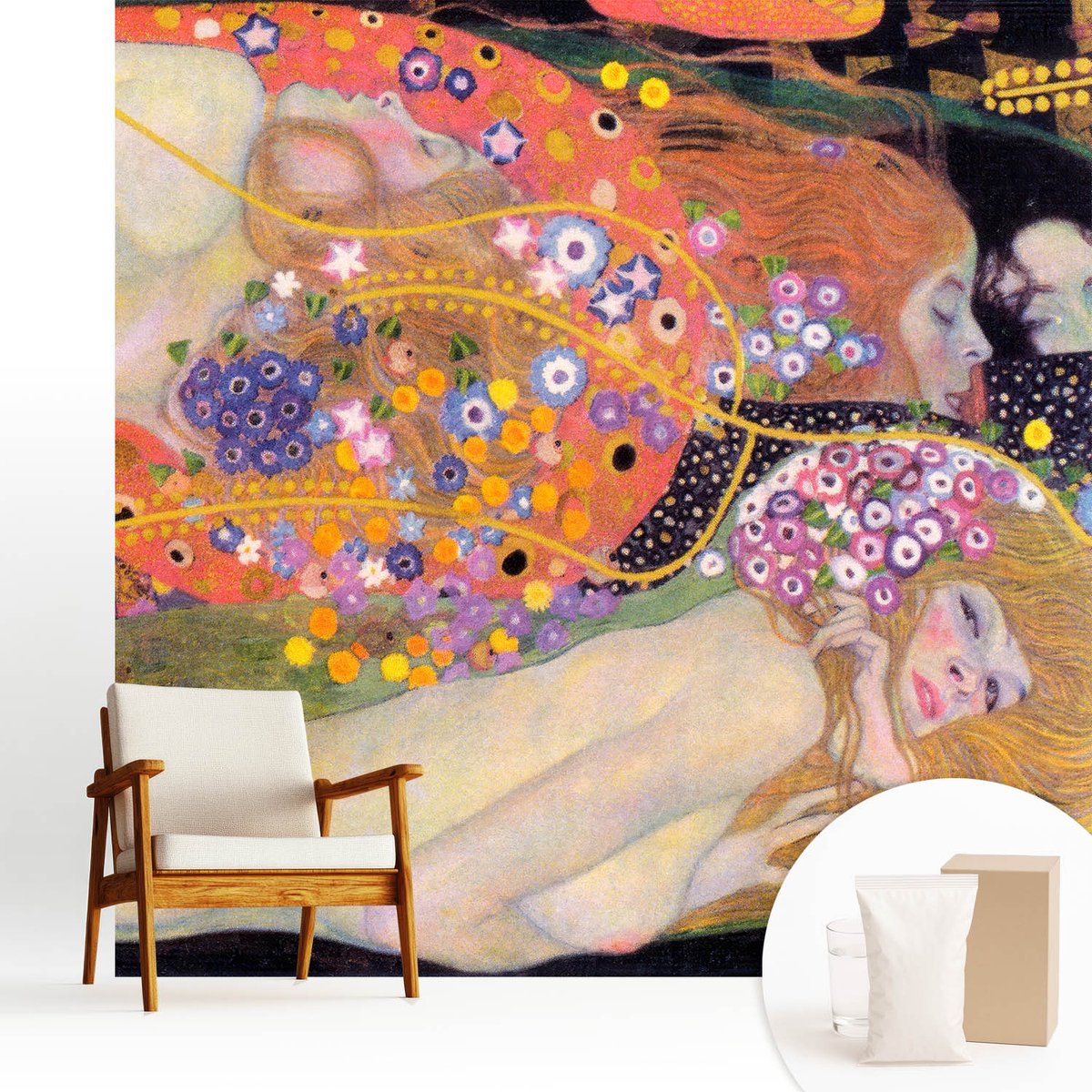 Wallfluent Fotobehang - Geel Vliesbehang - 250x250 cm - Bloemarrangement Muurschildering - Slaapkamer behang Deel - Fotobehang Vlies - Slaapkamer behang
