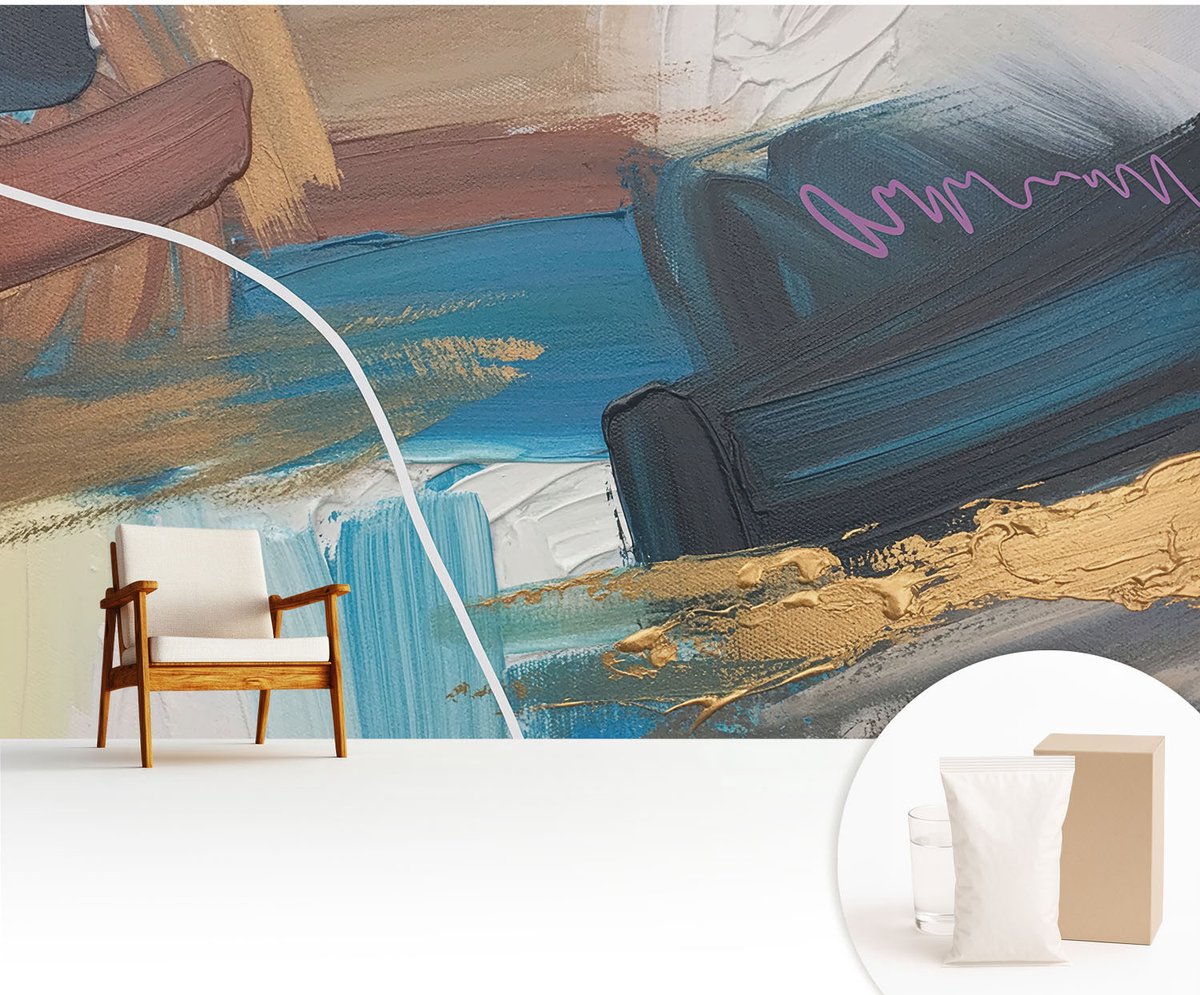 Wallfluent Fotobehang - Bruin Vliesbehang - 416x254 cm - Abstract Patroon Muurschildering - Slaapkamer behang Deel - Fotobehang Vlies - Slaapkamer behang