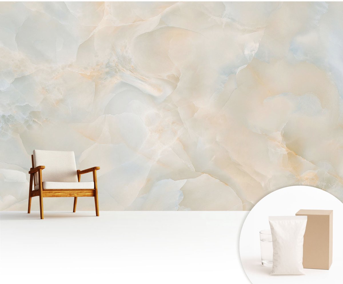 Wallfluent Fotobehang - Wit Vliesbehang - 416x254 cm - Subtiele Abstractie Muurschildering - Slaapkamer behang Texturen - Fotobehang Vlies - Gang behang