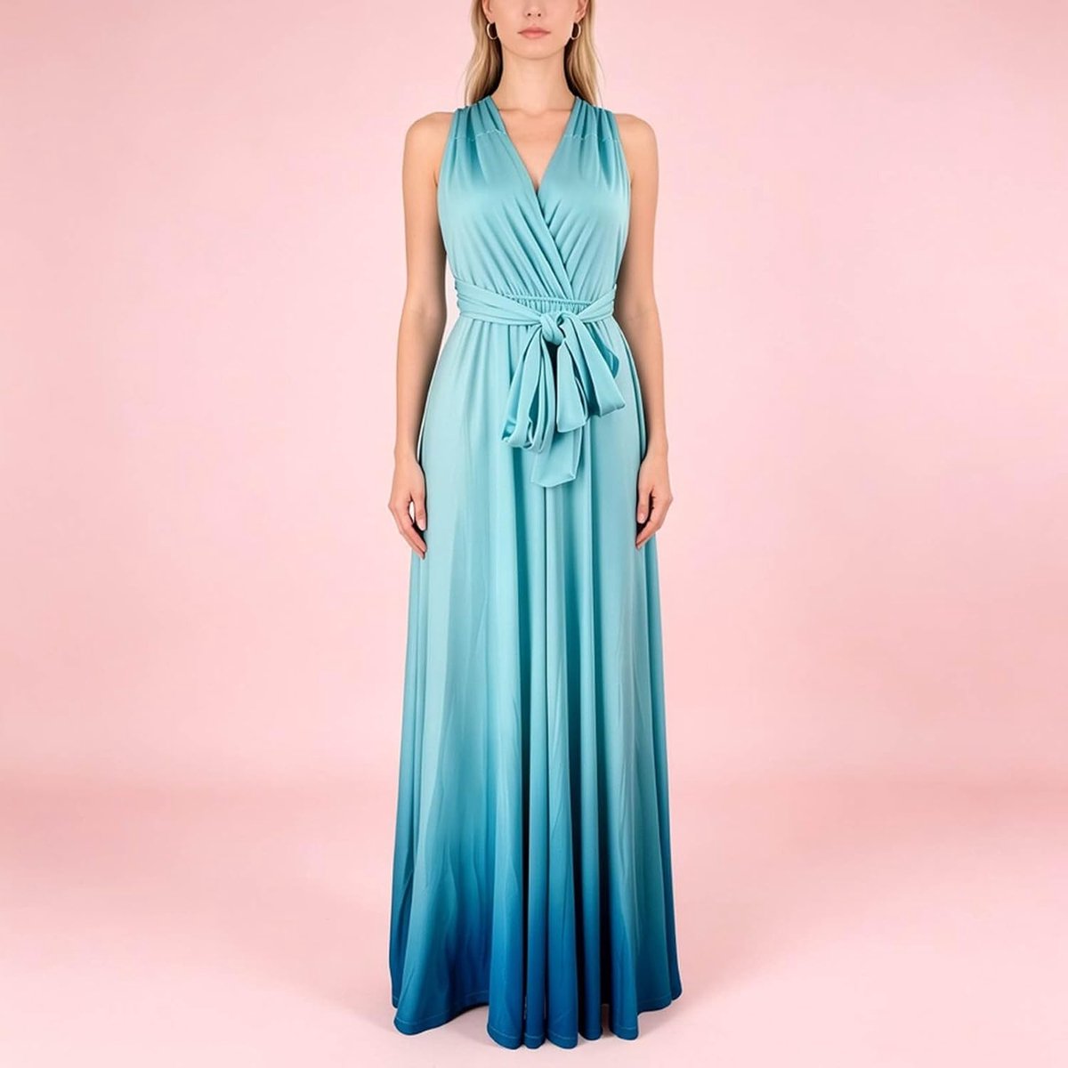Elegant zomerjurk met verstelbare bandjes, lange uitvoering, kleurverloop, voor formele en informele gelegenheden