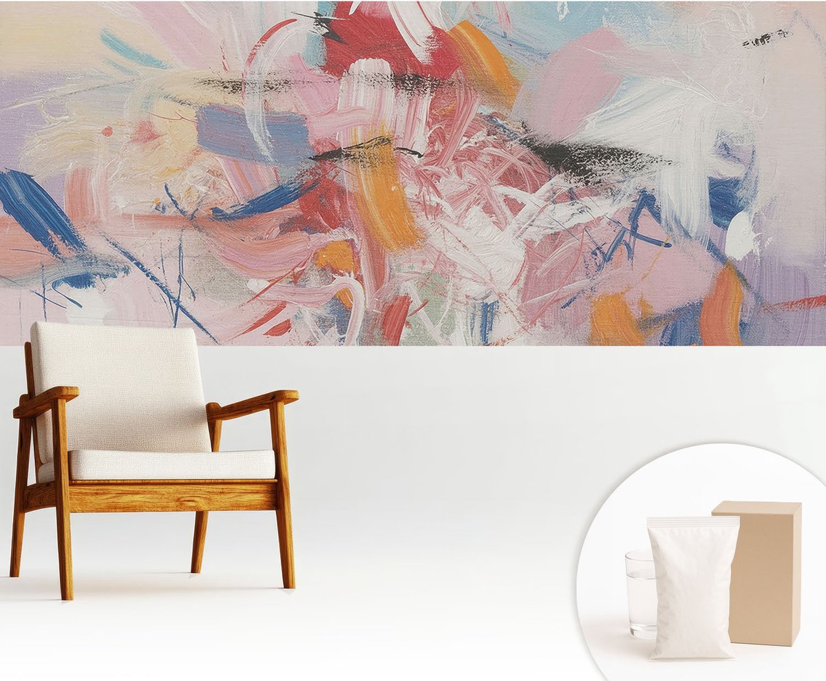 Wallfluent Fotobehang - Roze Vliesbehang - 250x104 cm - Harmonieuze Abstractie Muurschildering - Slaapkamer behang Abstractie - Fotobehang Vlies - Slaapkamer behang