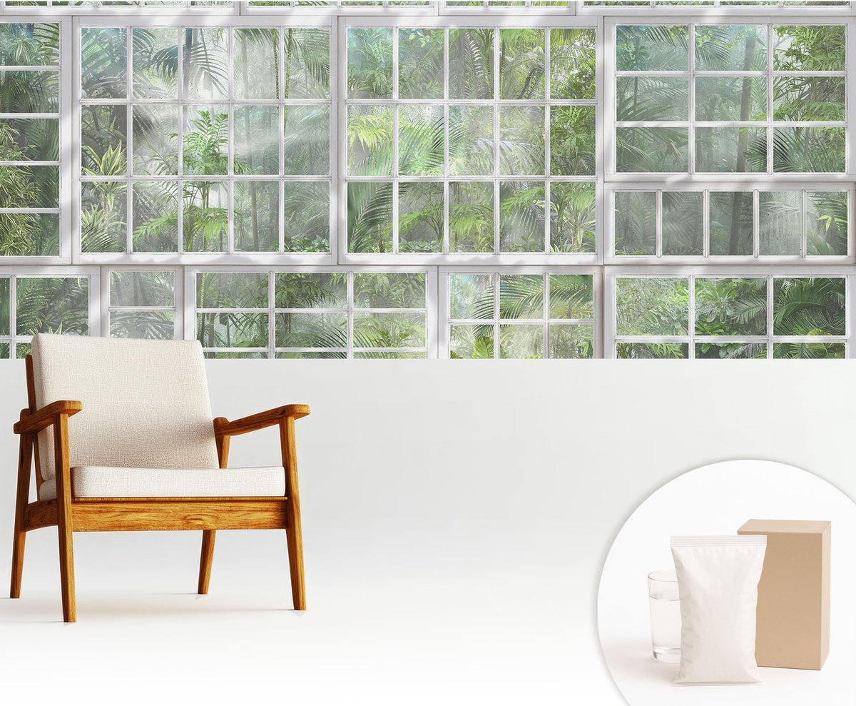 Wallfluent Fotobehang - Groente Vliesbehang - 250x104 cm - Groen Bos Muurschildering - Slaapkamer behang Bloemen En Planten - Fotobehang Vlies - Slaapkamer behang