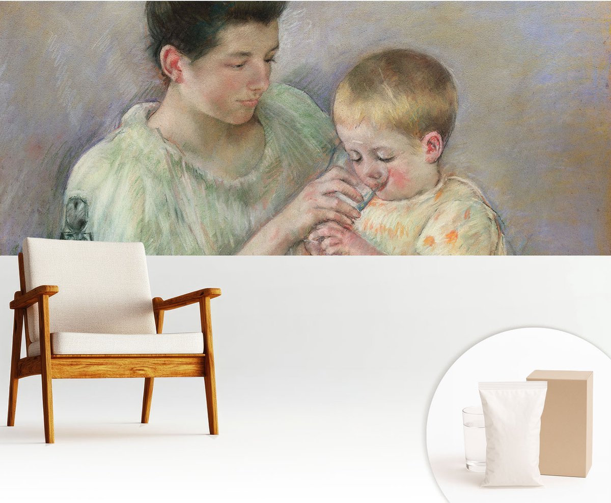 Wallfluent Fotobehang - Romig Vliesbehang - 250x104 cm - Ouderlijke Zorg Fotobehang Vlies - Hal behang Mensen - Muurschildering - Woonkamer behang