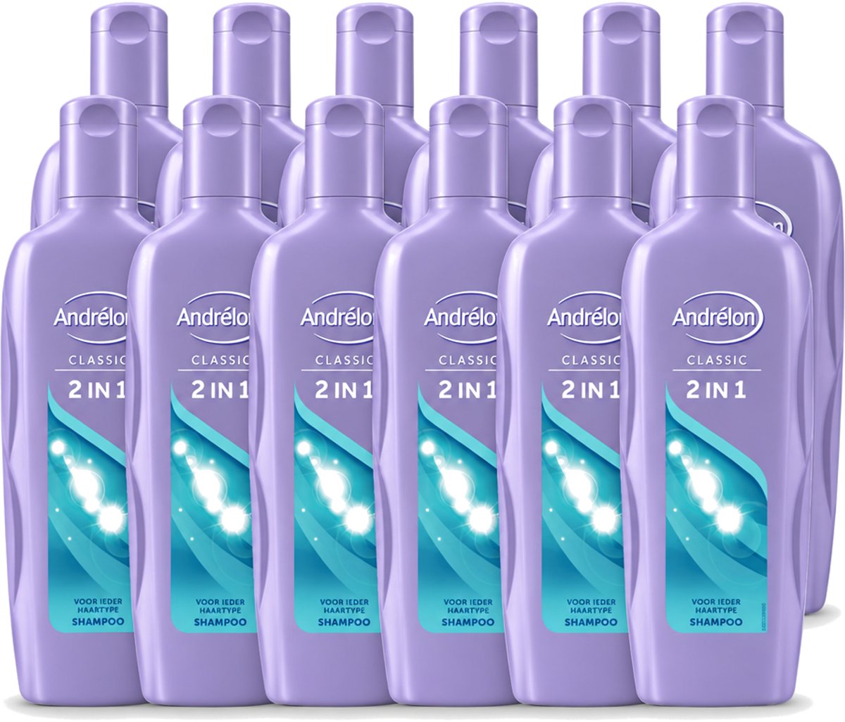 12 x Andrélon – Shampoo – 2-in-1 – 450 ml - Voordeelverpakking - 12 stuks