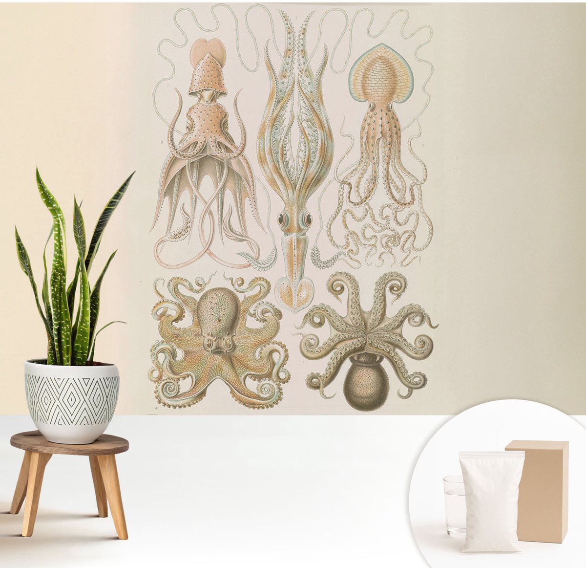 Wallfluent Fotobehang - Beige Vliesbehang - 208x146 cm - Zeeleven Fotobehang Vlies - Hal behang Dieren - Muurschildering - Hal behang