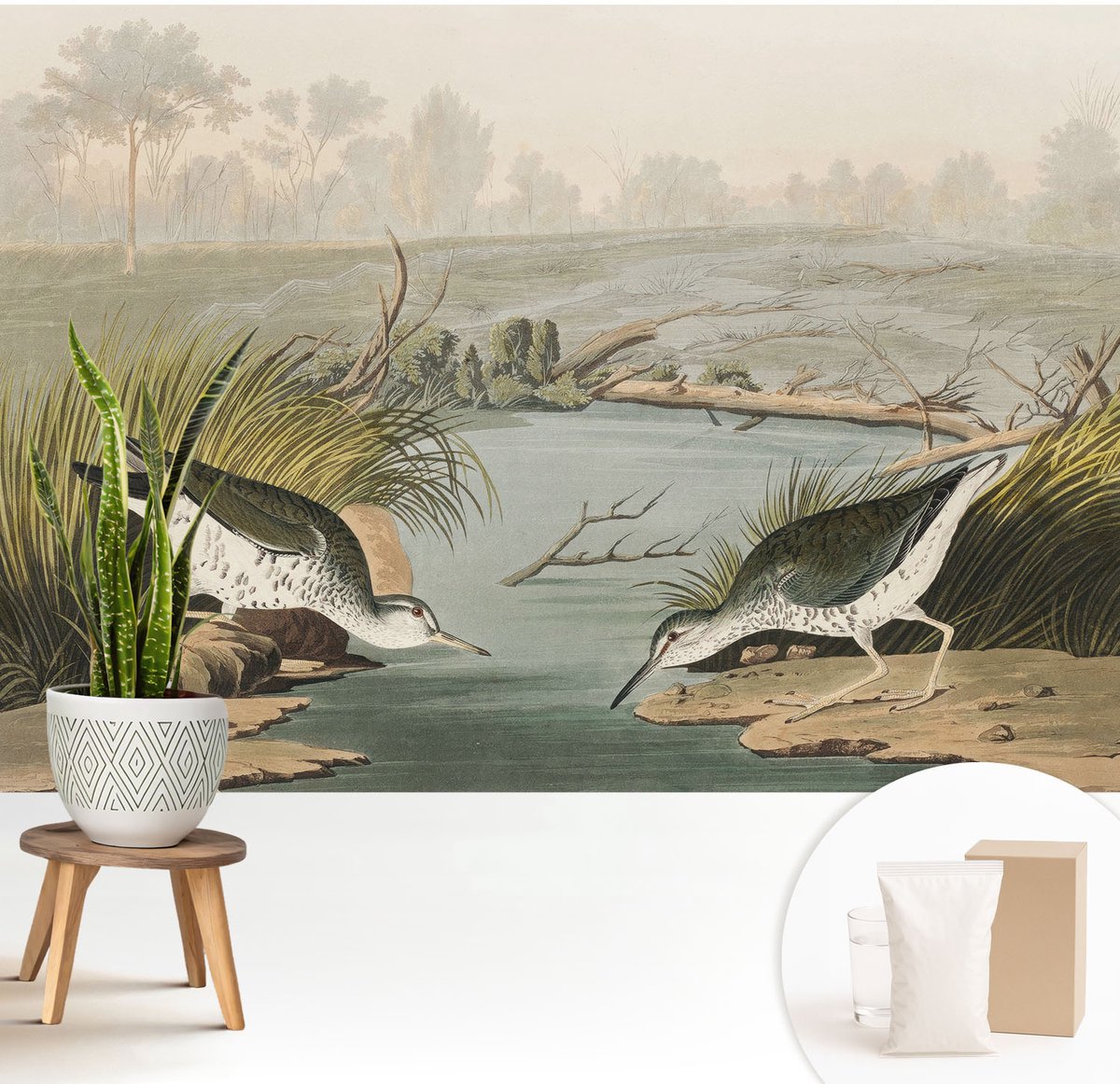 Wallfluent Fotobehang - Beige Vliesbehang - 208x146 cm - Een Vredig Landschap Fotobehang Vlies - Hal behang Landschappen - Muurschildering - Woonkamer behang