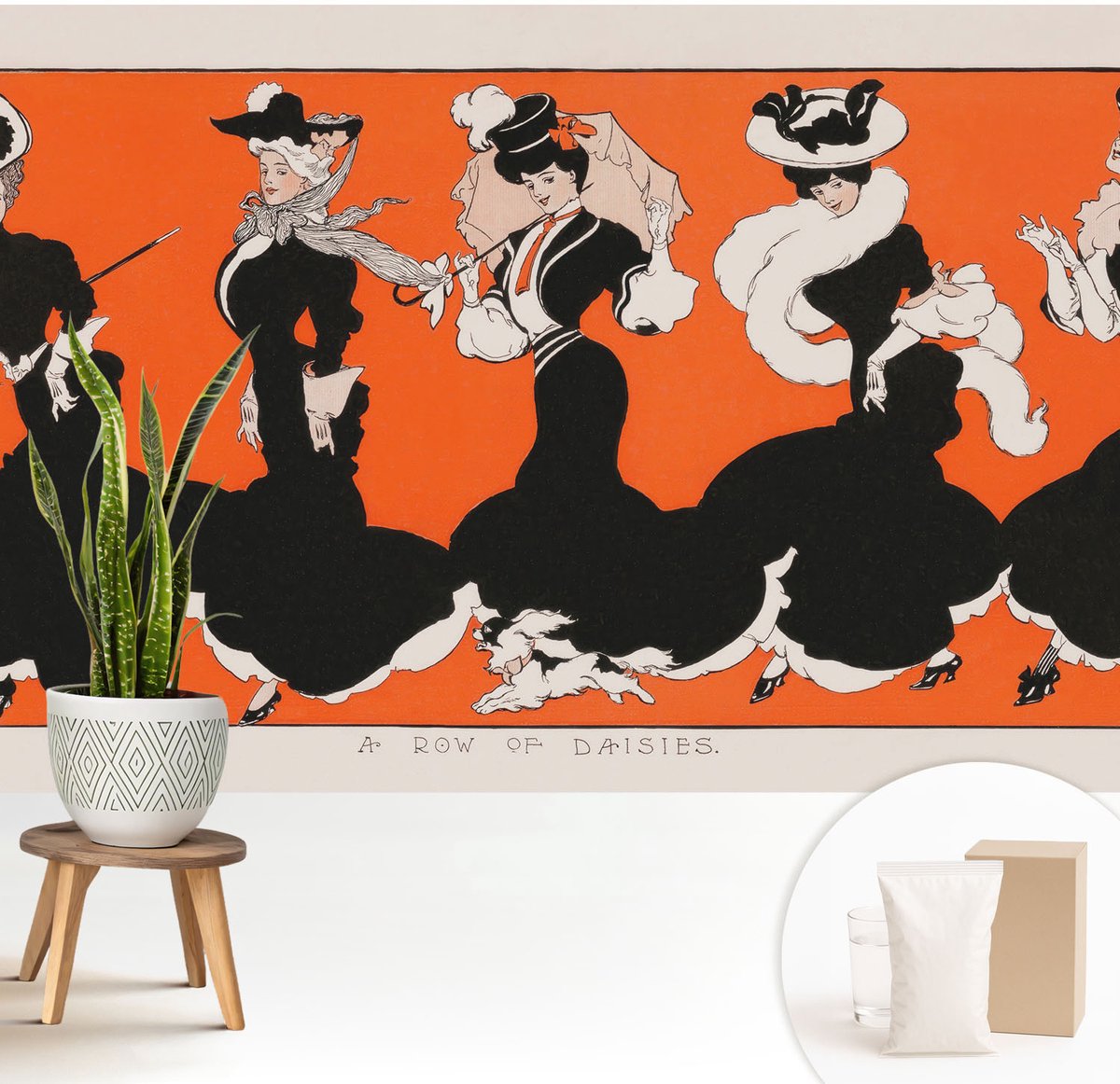Wallfluent Fotobehang - Zwart Vliesbehang - 208x146 cm - Dameskleding Fotobehang Vlies - Woonkamer behang Mensen - Muurschildering - Hal behang