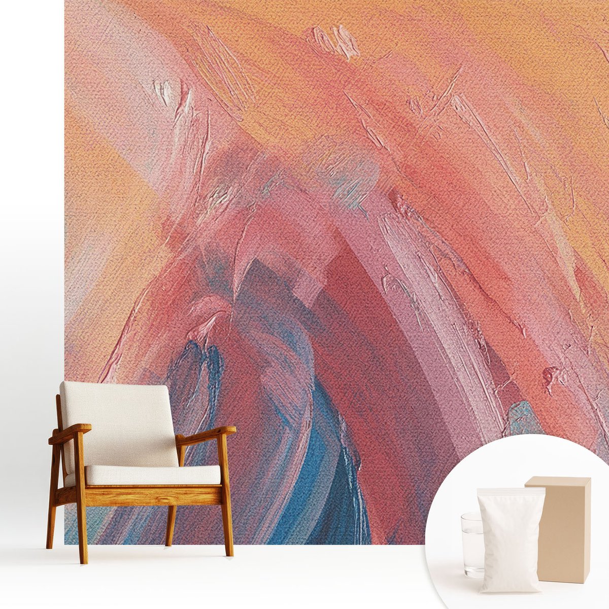 Wallfluent Fotobehang - Blauw Vliesbehang - 250x250 cm - Kleurrijke Explosies Muurschildering - Gang behang Abstractie - Fotobehang Vlies - Gang behang