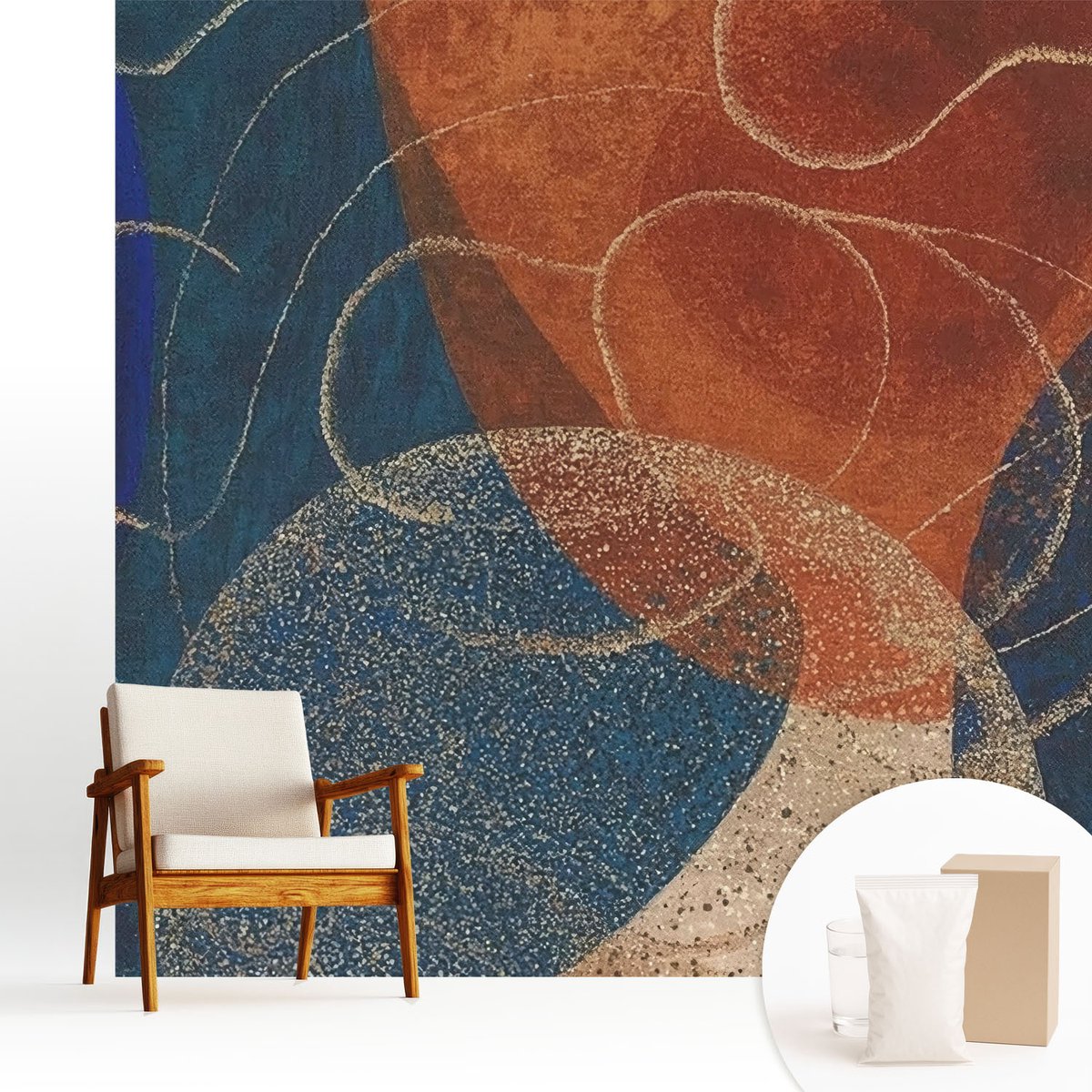 Wallfluent Fotobehang - Marine Vliesbehang - 250x250 cm - Kleurrijke Vormen Fotobehang Vlies - Hal behang Abstractie - Muurschildering - Hal behang