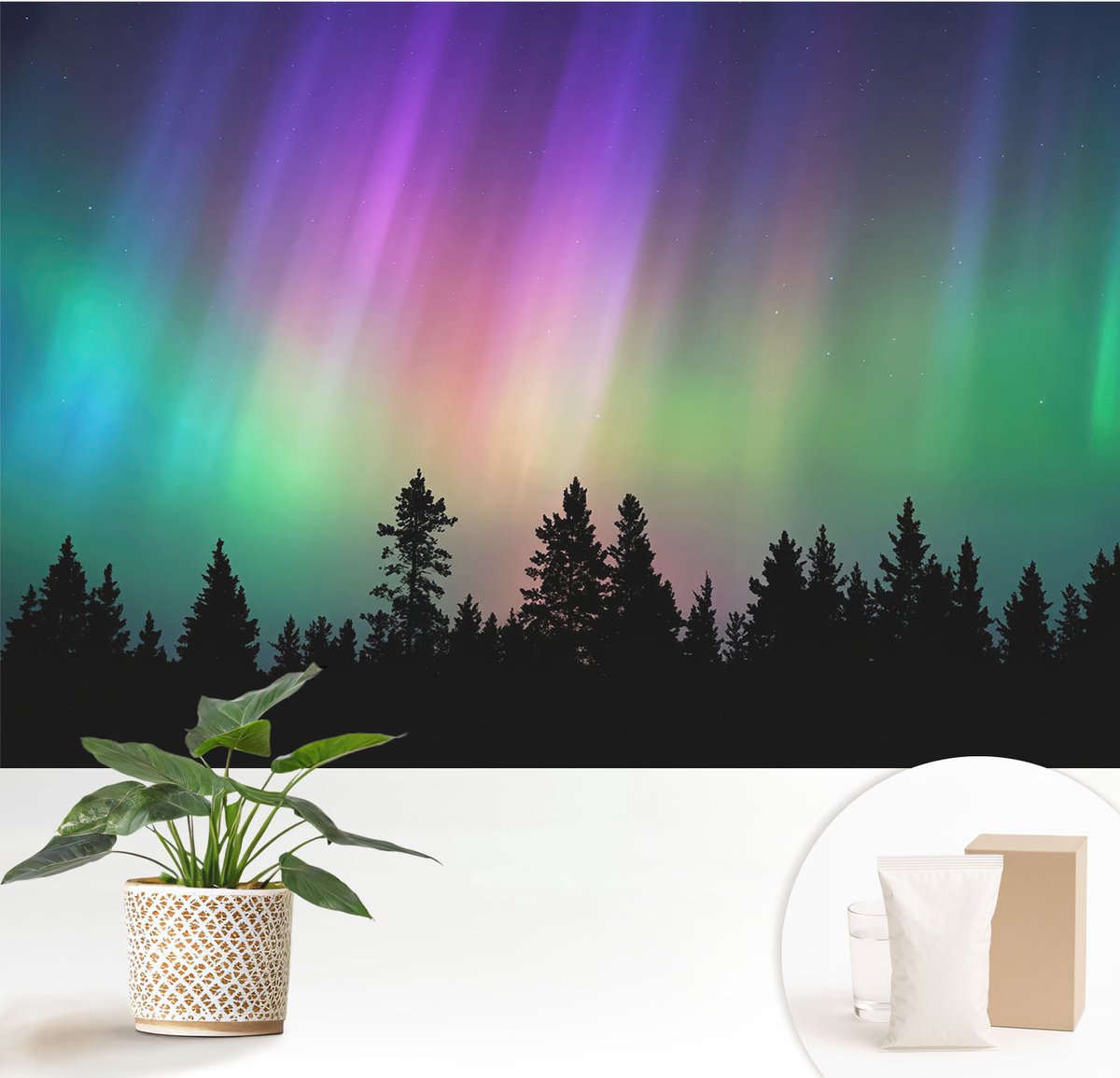 Wallfluent Fotobehang - Blauw Vliesbehang - 152x104 cm - Magische Hemel Fotobehang Vlies - Hal behang Landschappen - Muurschildering - Woonkamer behang
