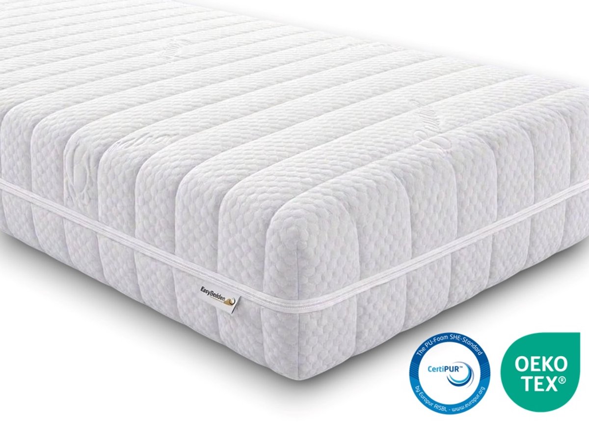 Easy Bedden Koudschuim Kindermatras 110x190 cm – circa 14 cm dik – Anti-Allergisch – Wasbare Hoes – OEKO-TEX® & CertiPUR® Gecertificeerd Wit