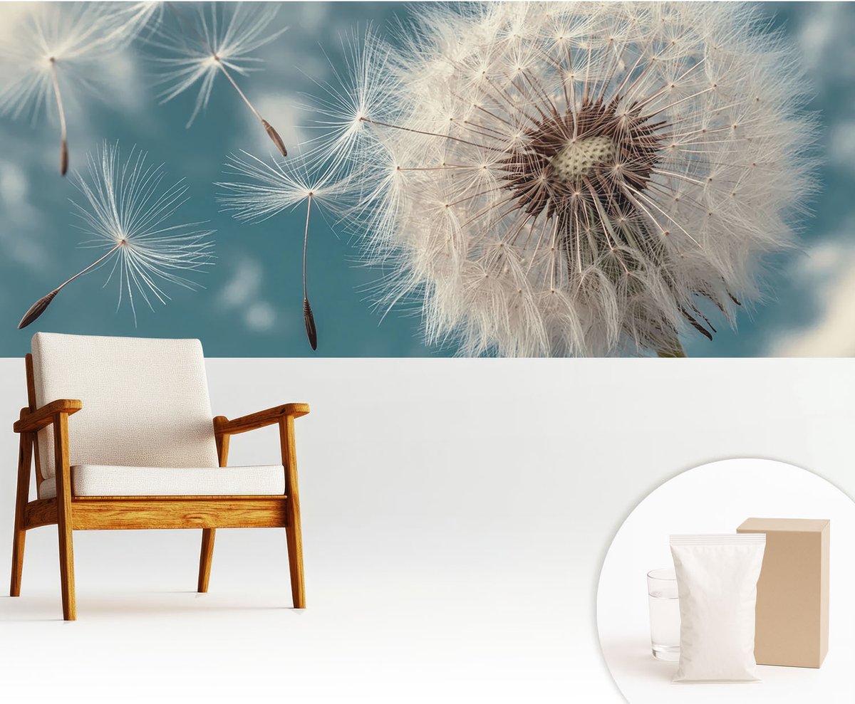 Wallfluent Fotobehang - Wit Vliesbehang - 250x104 cm - Een Vleugje Etherische Schoonheid Fotobehang Vlies - Woonkamer behang Bloemen En Planten - Muurschildering - Hal behang