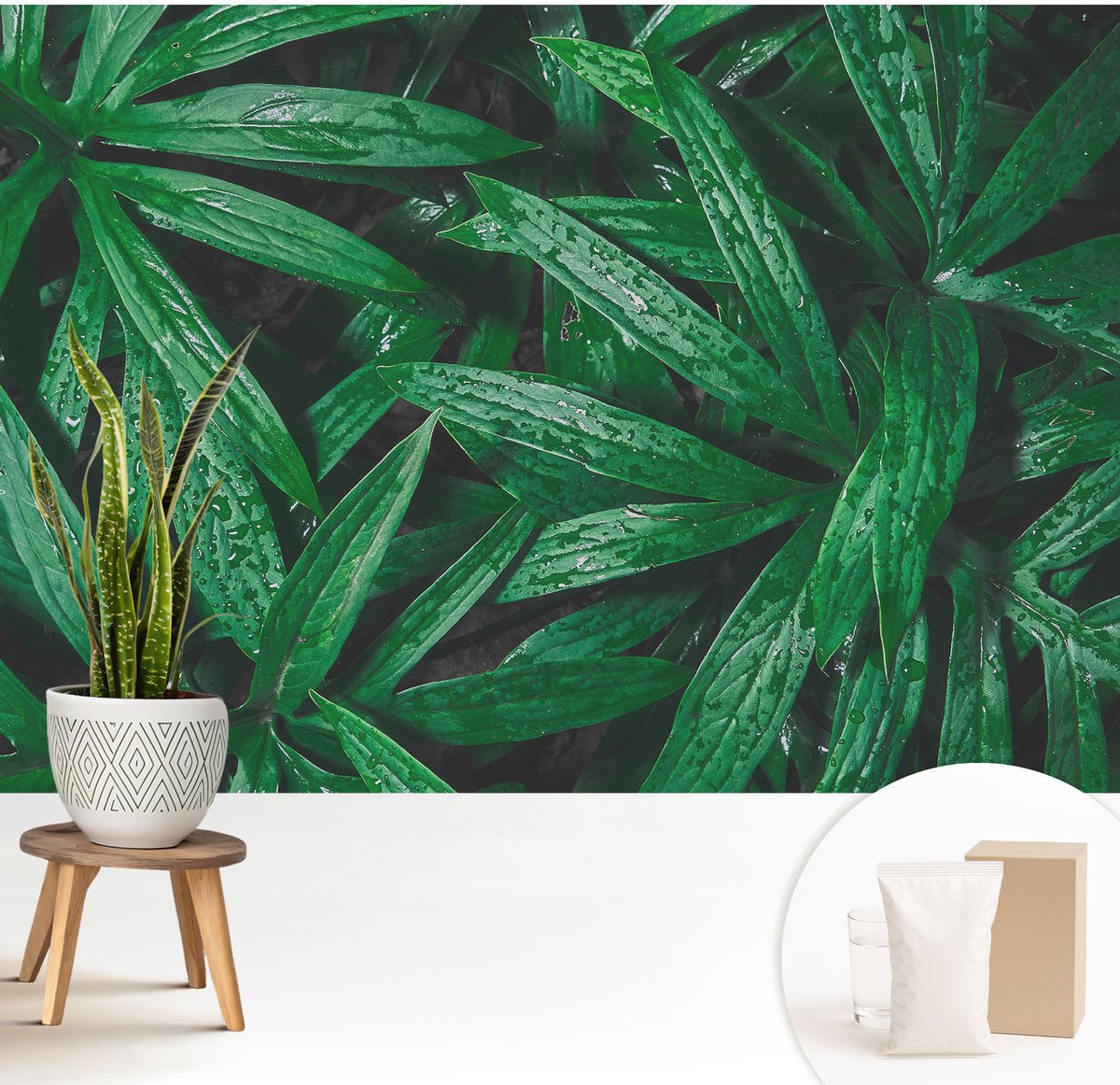 Wallfluent Fotobehang - Groente Vliesbehang - 208x146 cm - Natuurlijke Begroeiing Fotobehang Vlies - Hal behang Bloemen En Planten - Muurschildering - Woonkamer behang