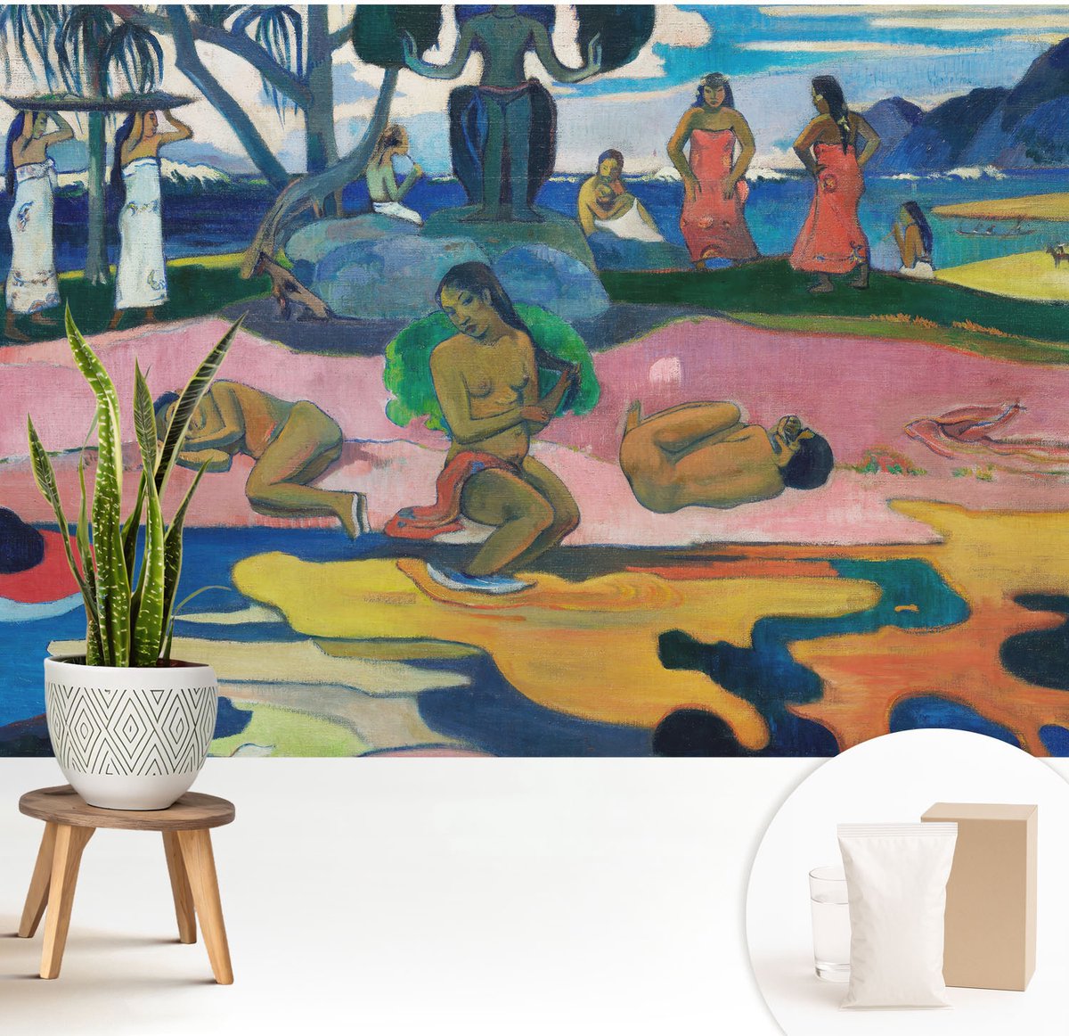 Wallfluent Fotobehang - Roze Vliesbehang - 208x146 cm - Tropische Vakantiebestemming Muurschildering - Gang behang Mensen - Fotobehang Vlies - Slaapkamer behang