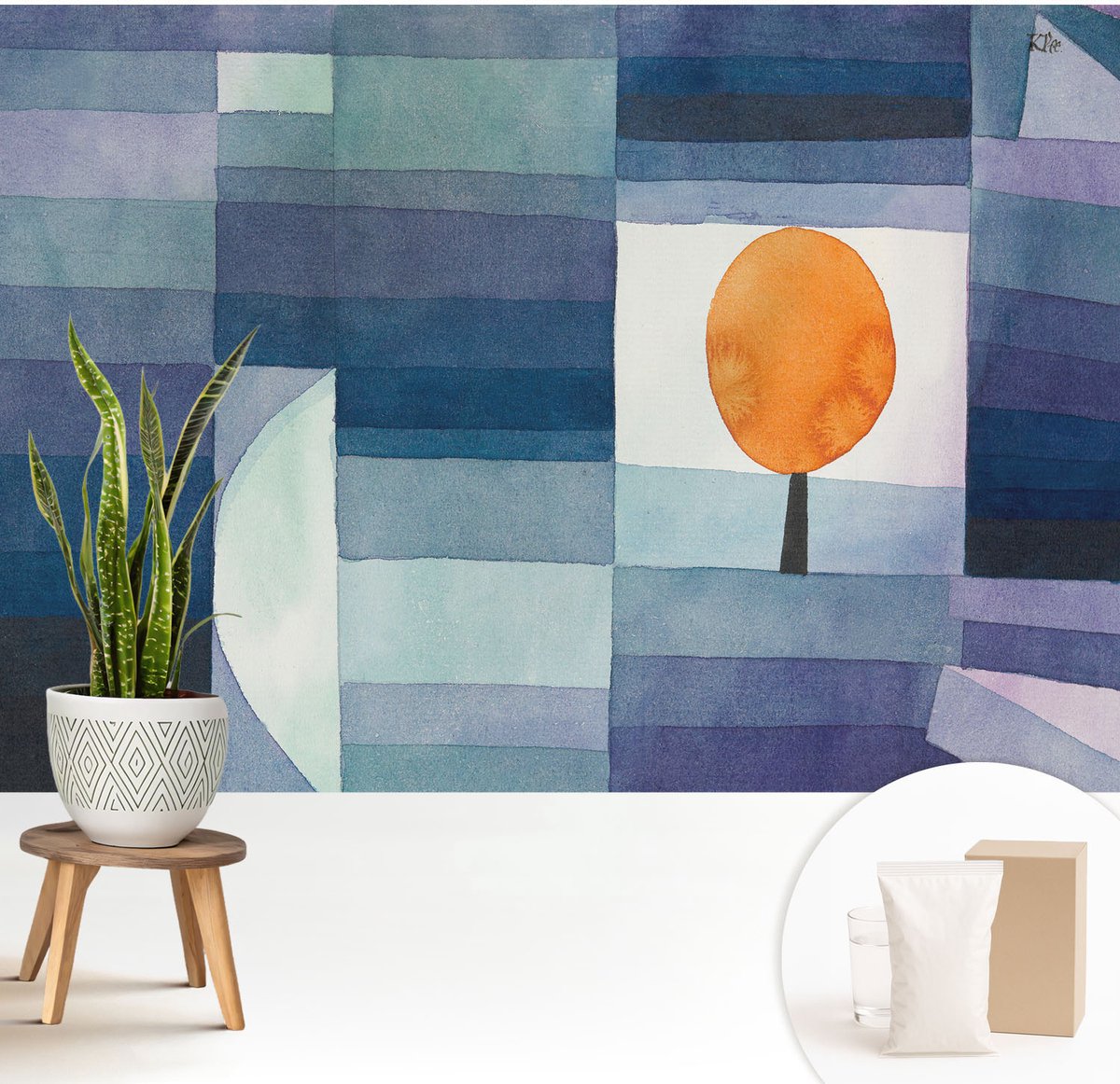 Wallfluent Fotobehang - Zwart Vliesbehang - 208x146 cm - Abstracte Boom Fotobehang Vlies - Woonkamer behang Abstractie - Muurschildering - Woonkamer behang