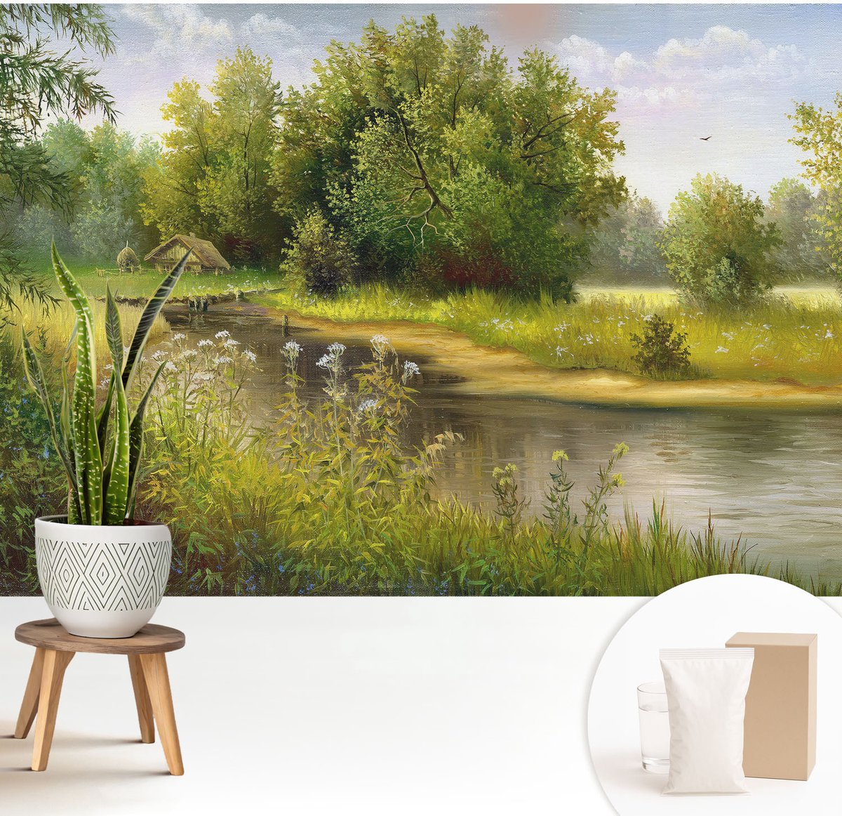 Wallfluent Fotobehang - Groente Vliesbehang - 208x146 cm - Landelijk Landschap Fotobehang Vlies - Hal behang Landschappen - Muurschildering - Hal behang