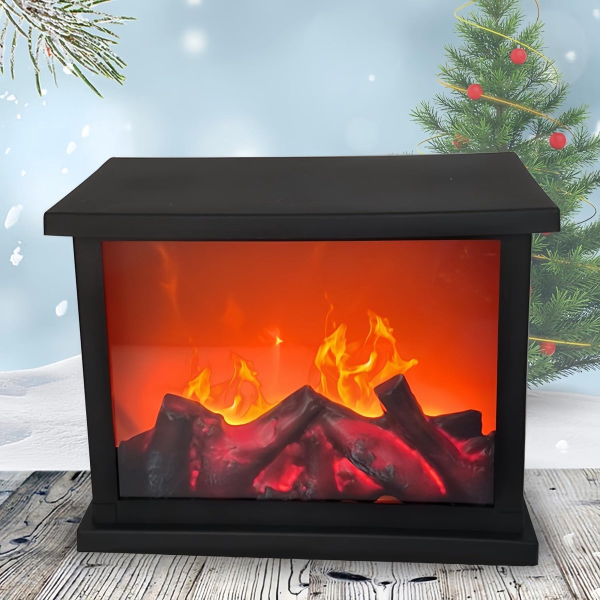 SnelShoppen - Simulated LED Fireplace Lantern - Flameless Licht, Decoratieve Tafel Lamp, Mini Vuurplaats, USB & Batterij, Sfeervolle Ornamenten voor C