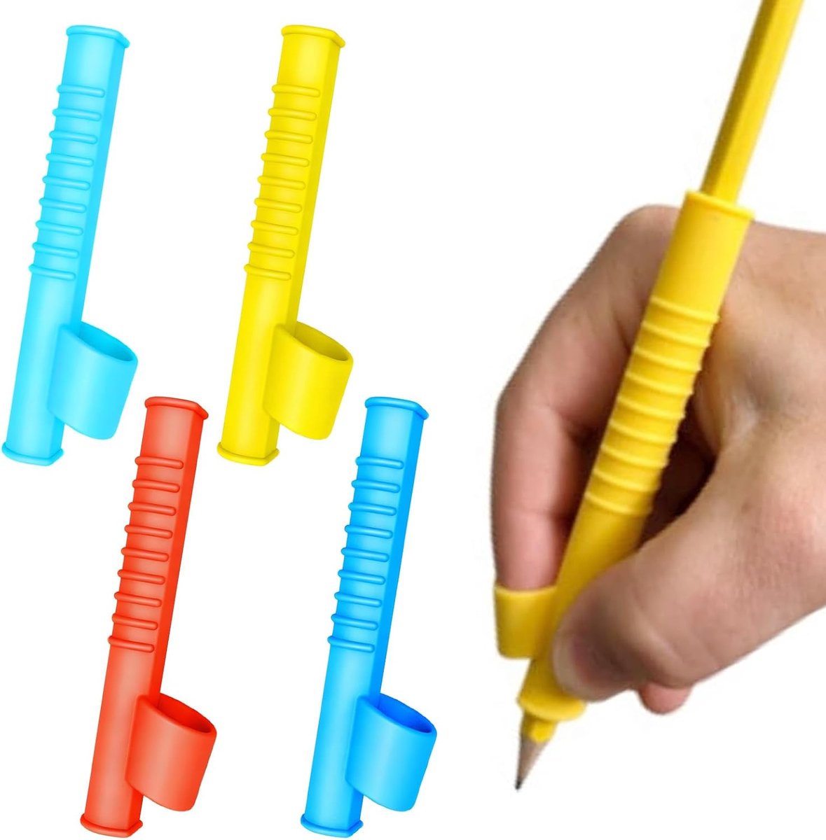 4 stuks schrijfhulp voor kinderen, penhouder, kinderhulp, siliconen schrijfhulp voor kinderen, penhouder, ergonomische - ShopVlot
