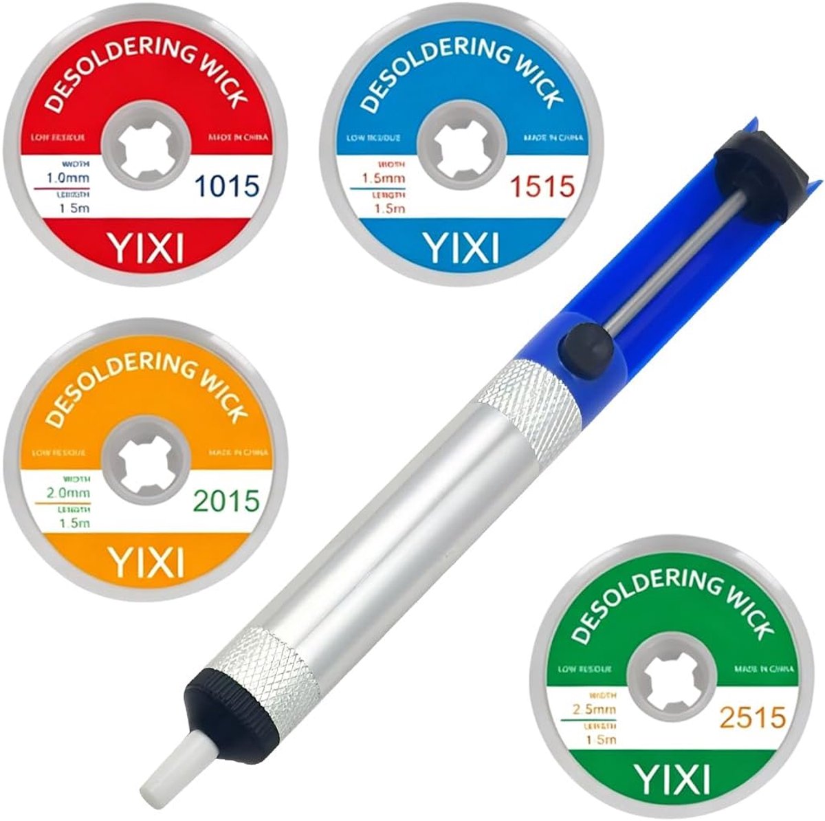 Desoldering set 5-delig - Tinzuigfunctie - Professioneel desolderingspomp - Eenvoudig soldeertin verwijderen - ShopVlot