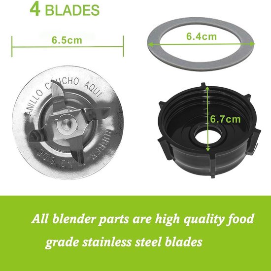 Poweka Replacement Parts for Oster Osterizer Blender Blade 4 Tips 4961 with Bottom Cap Blade Base and Sealing Pack - ShopVlot — afbeelding 5