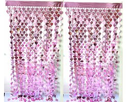 CYBERNOVA 2 Pack Fringe Curtain Backcloth, 1x2M Heart Shaped Metallic Tinsel Foil Fringe Streamers Curtains Background - ShopVlot